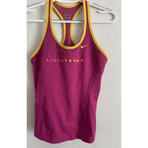 Nike Dri-FIT LIVESTRONG Racerback Tank Top Built In Bra Pink Yellow Women's M